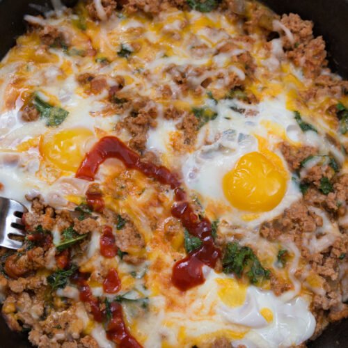 Turkey Sausage Breakfast Skillet with Chipotle Sauce