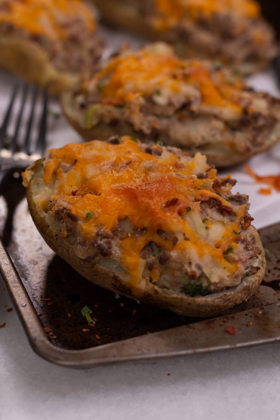 Loaded Twice Baked Potatoes Front Close