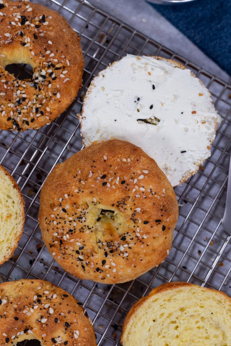 The Best Low Carb Keto Bagels with Cream Cheese Above