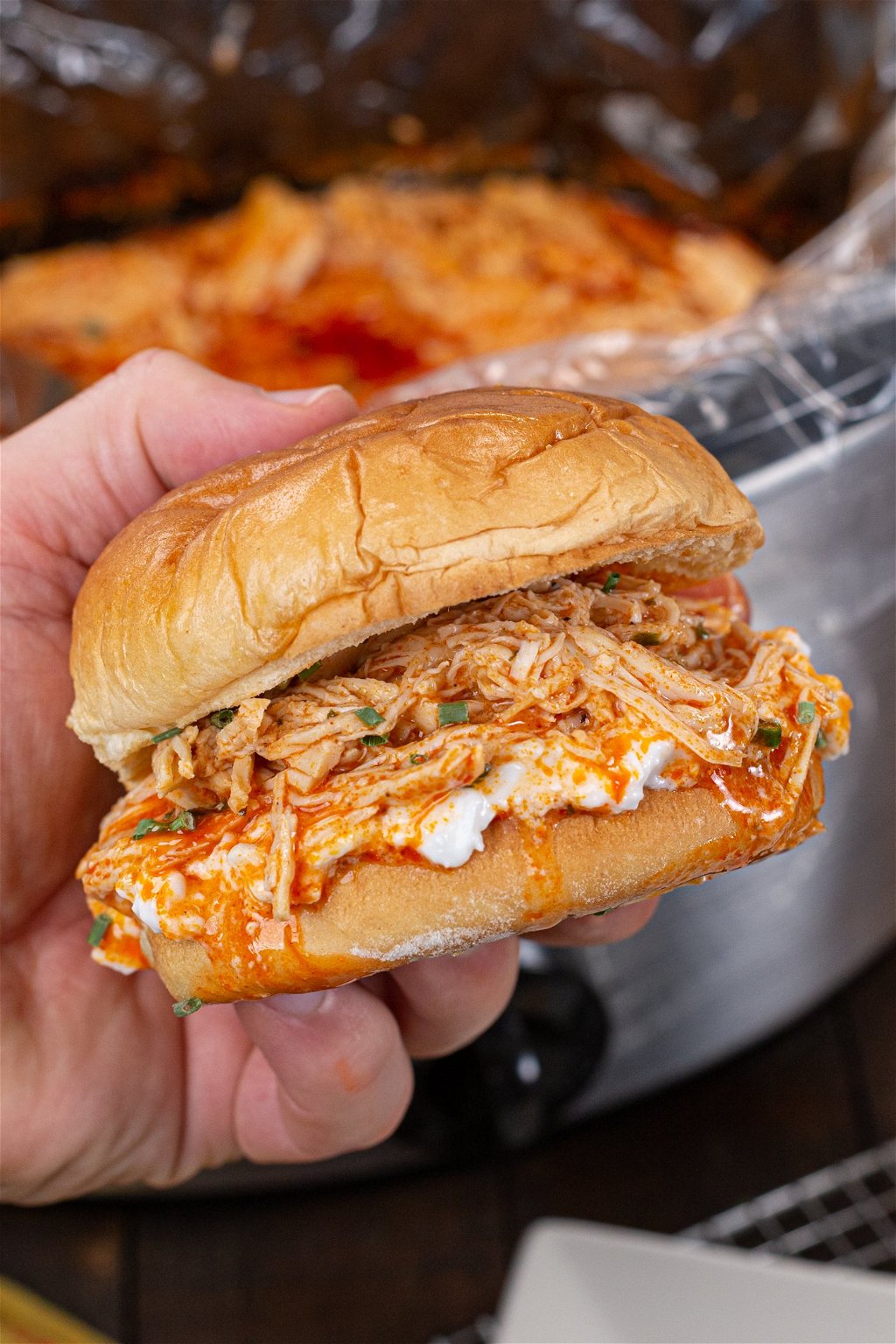 Slow Cooker Pulled Chicken Burger - Healthy Fitness Meals