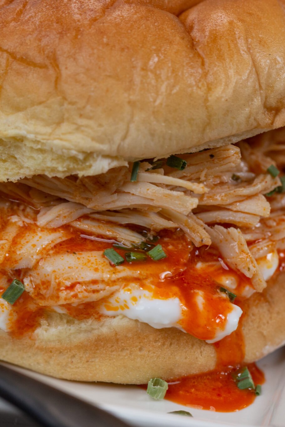 Slow Cooker Pulled Chicken Burger - Healthy Fitness Meals