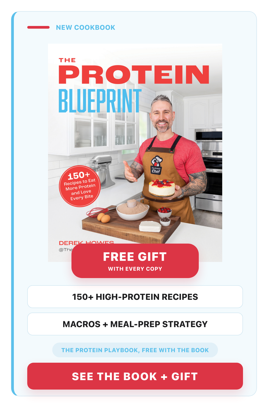The Protein Blueprint cookbook with a free gift, The Protein Playbook