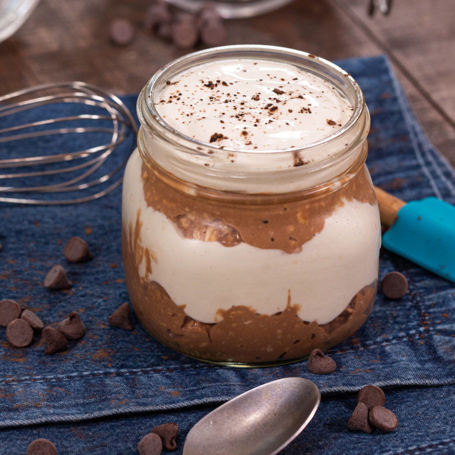 No Bake Layered Chocolate Protein Dessert No Bake Layered Chocolate Protein Dessert Recipe